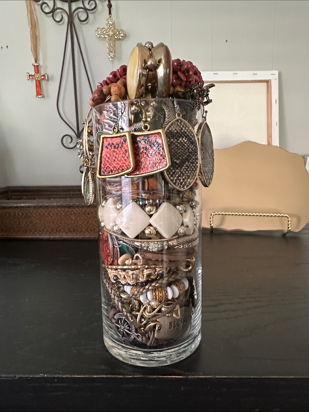 Mystery Jewelry Jar In Shades Of Browns. Neutral/Tan